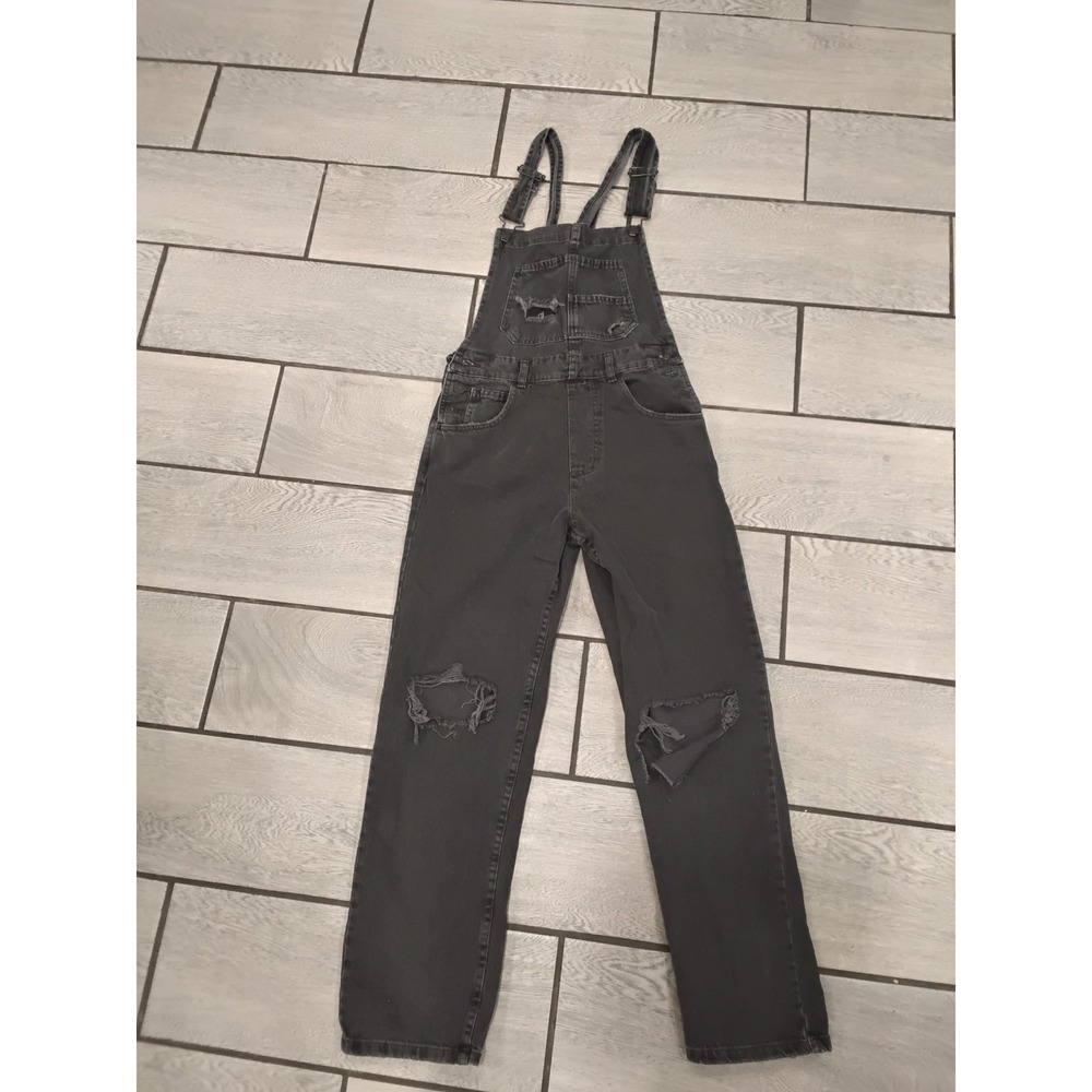 Free People We The Free Ziggy Denim Overalls Washed Black Distressed Size‎ XS